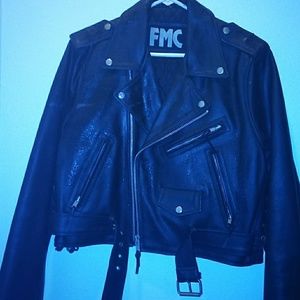 FMC leather biker jacket. Never worn. Black